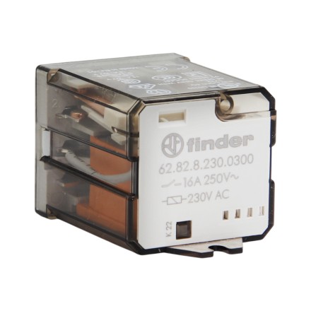 Finder 62.82.8.230.0300 Промежуточное реле 2SPST-NO 16А 250V AC (230V AC)