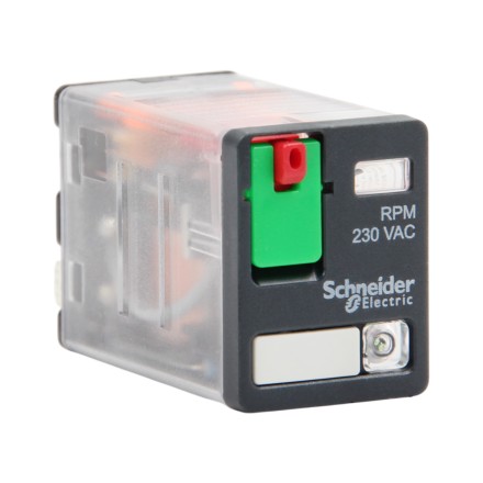 Schneider Electric RPM22P7 Реле питания 2CO 230V AC 15A с блокируемой тестовой кнопкой и индикатором