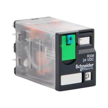 Schneider Electric RXM2AB2BD Реле 2CO 24V DC 12A с блокируемой тестовой кнопкой и индикатором