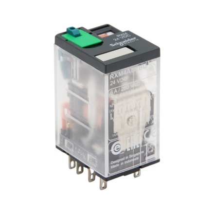 Schneider Electric RXM4AB1BD Реле 4CO 24V DC 6A с блокируемой тестовой кнопкой