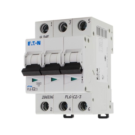 MOELLER / EATON PL6-C2/3 286596 Автоматический выключатель 3P 2A (C) 6kA