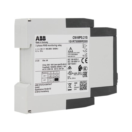 ABB CM-MPS.21S 1SVR730885R3300 Реле контроля фаз 2C/O, 0,0.1-30с, L1-L2-L3-N=3x180-280VAC