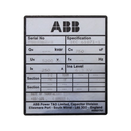 ABB Высоковольтный конденсатор 5200V DC 250A 750uF